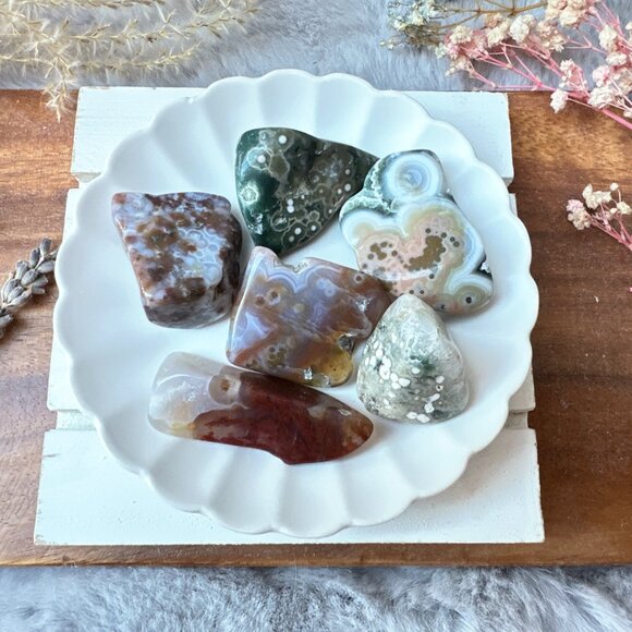 Set of 6 Ocean Jasper Tumbles - Picture 2 of 10